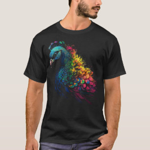 Peacock Lover Artwork Animal Motif Peacock T-Shirt