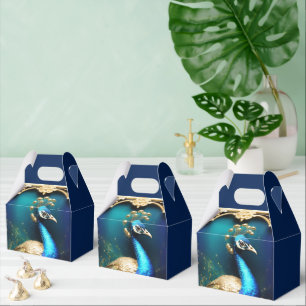 Peacock luxurious bird art nouveau country wedding favour box