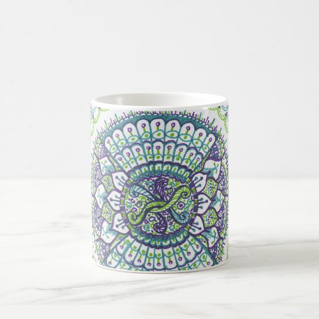 Peacock Mandala Coffee Mug (Center)