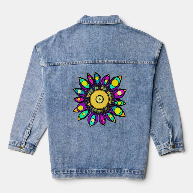 PEACOCK MANDALA DENIM JACKET (Back)