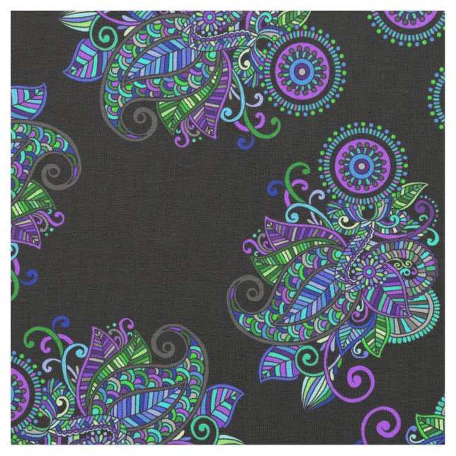 Peacock Mandala Fabric (Close Up)