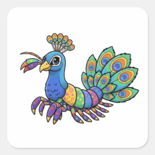 PEACOCK MANTIS SHRIMP SQUARE STICKER
