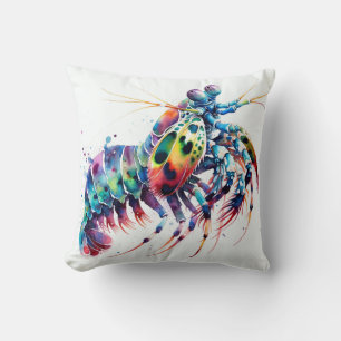 Peacock Mantis Shrimp Watercolor IREF298 - Waterco Cushion