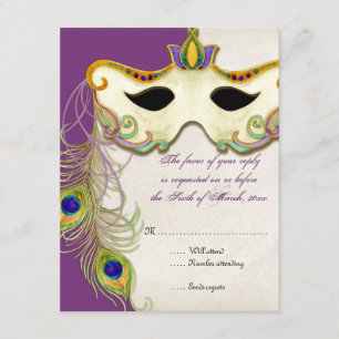 Peacock Masquerade Mask Ball - RSVP Response Card