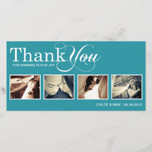 PEACOCK MODERN THANKS WEDDING THANK YOU CARD