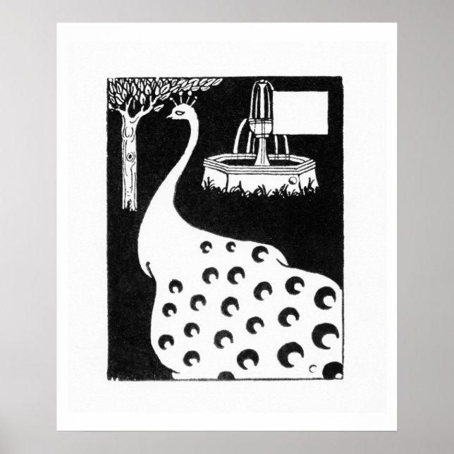 Peacock motif, from 'Le Morte d'Arthur' (litho) Poster (Front)