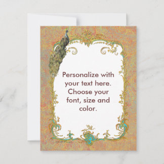 Peacock n Paisley Ornate Art Invitation Cards