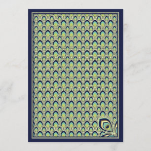 Peacock Nouveau Invitation (Navy)