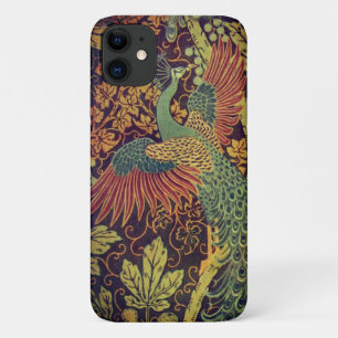 Peacock oakleaf floral jacquard elegant brown teal Case-Mate iPhone case