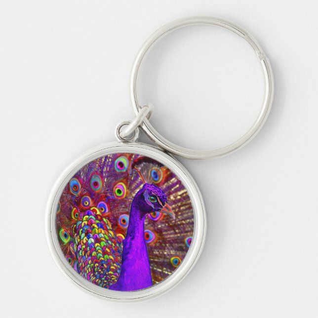 Peacock Of A Million Colours Key Ring (Front)