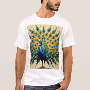 Peacock of Hidden Stories - Indian Folk Art Fusion T-Shirt