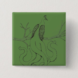 Peacock on a branch 15 cm square badge