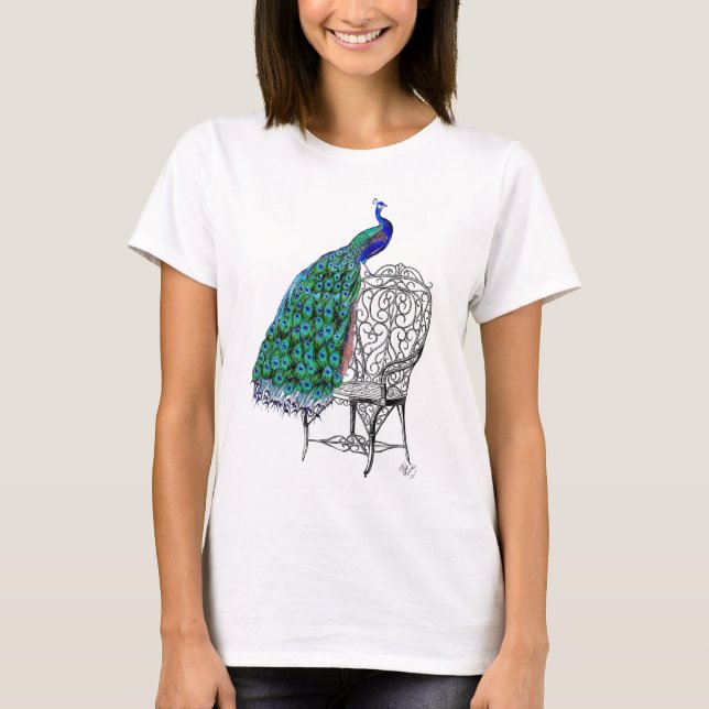 Peacock on Chair T-Shirt (Front)