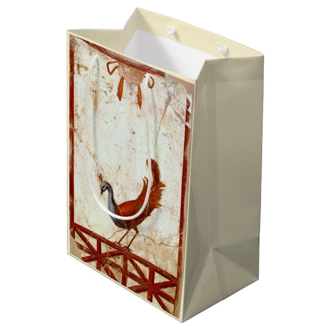 Peacock on Fresco Ancient Roman Antique Painting Medium Gift Bag (Back Angled)