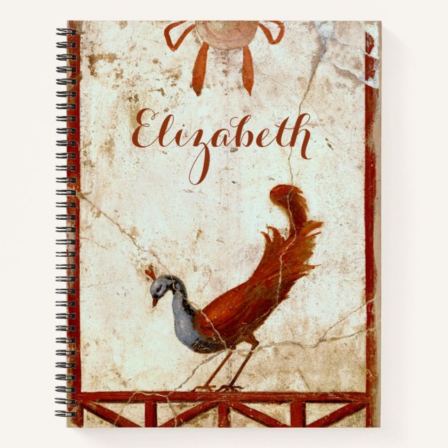 Peacock on Fresco Ancient Roman Antique Painting Notebook (Front)