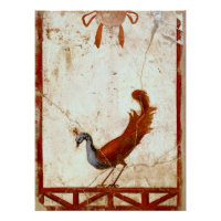 Peacock on Fresco Ancient Roman Antique Painting