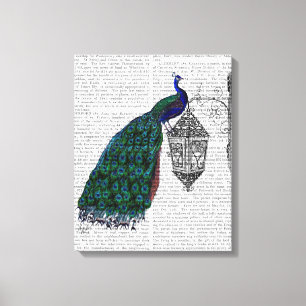 Peacock On Lamp Canvas Print