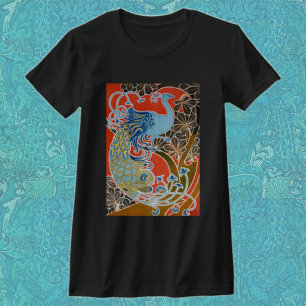 Peacock on Red T-Shirt