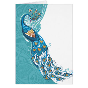 Peacock on Teal Illustration