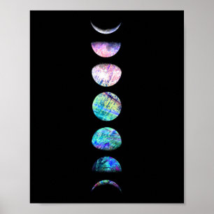 Peacock Opal Moon Cycle Art Print