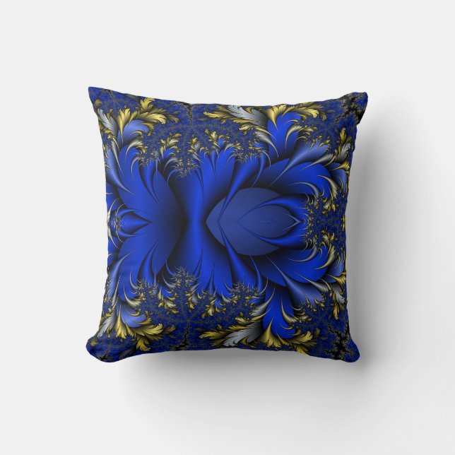 Peacock Ore 7 - Royal Blues/Golds/Silver Cushion (Front)