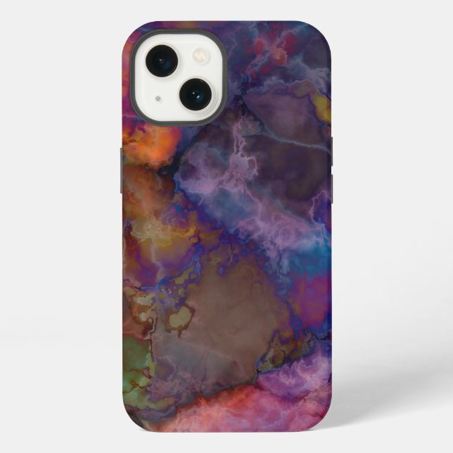 Peacock Ore Chalcopyrite Colourful Marble Pattern iPhone Case (Back)