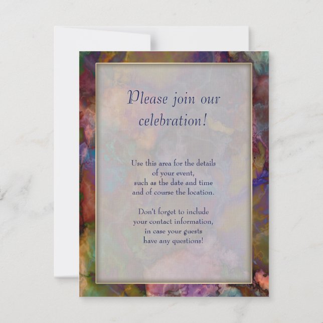Peacock Ore Chalcopyrite Marble Invitation (Back)