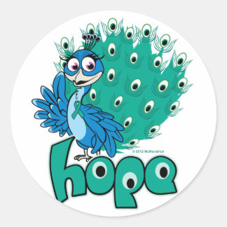 Peacock Ovarian Cancer Classic Round Sticker