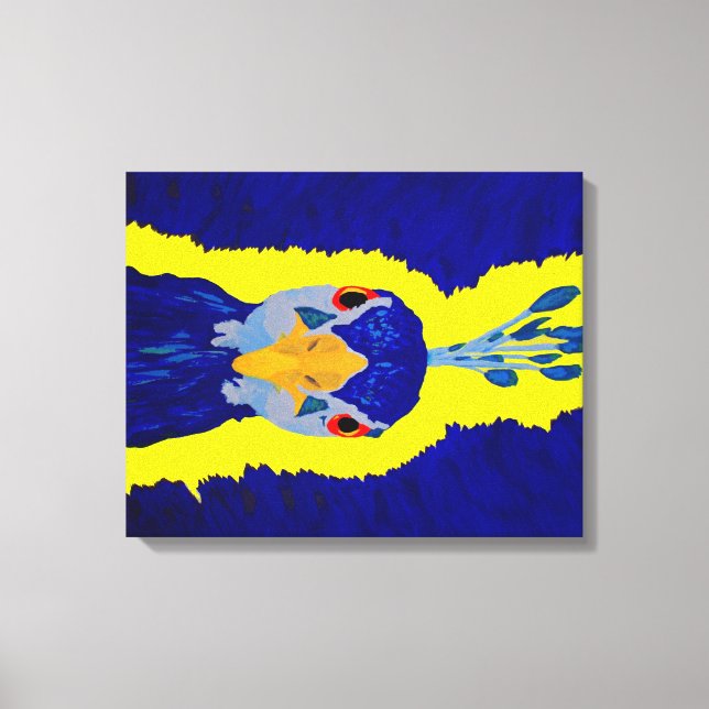 Peacock painting abstract with orange eyes canvas print (Front)