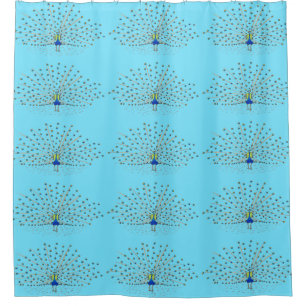 Peacock Painting Blue Shower Curtains