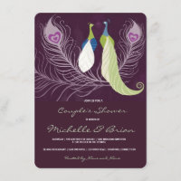 Peacock Pair Love Birds Purple Wedding Shower