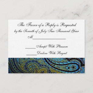 Peacock Paisley Indian Wedding Invitation RSVP