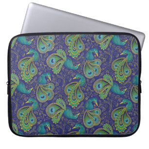 Peacock Paisley Pattern Blue Laptop Sleeve