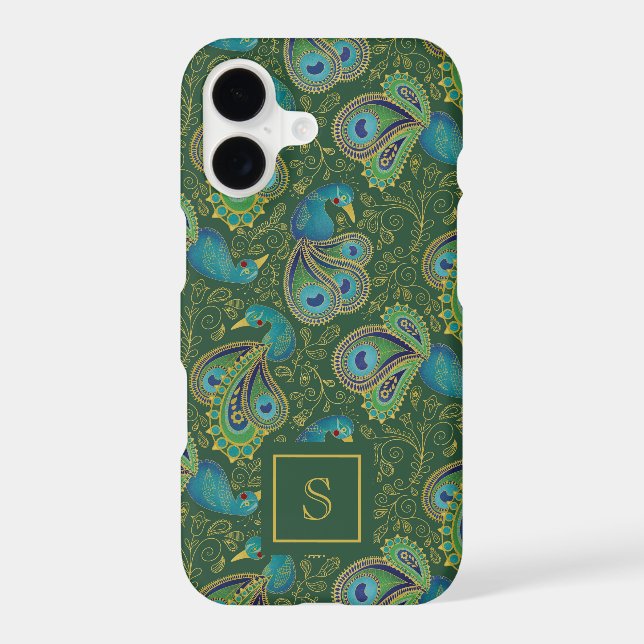 Peacock Paisley Royal Green Monogram (Back)