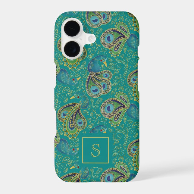 Peacock Paisley Royal Teal Monogram (Back)