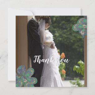 Peacock Paisley Wedding Thank You Photo Cards