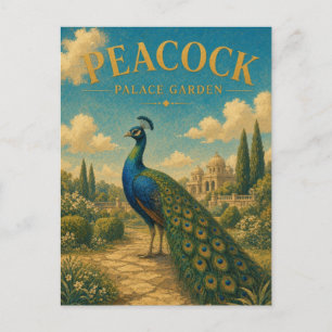 Peacock Palace Garden Watercolor GeoSaga Postcard