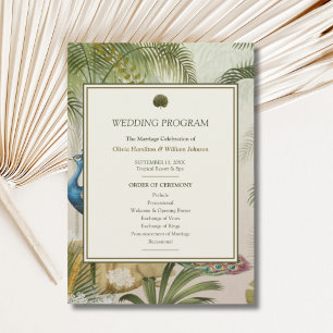 Peacock Palm Wedding Program Programme