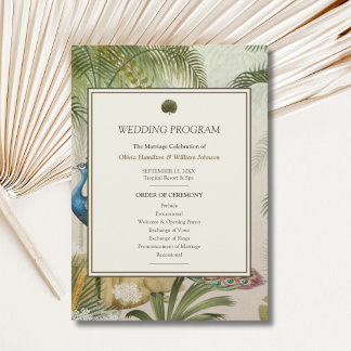 Peacock Palm Wedding Program Programme