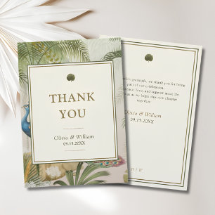 Peacock Palm Wedding Thank You Card