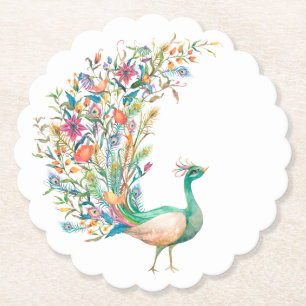 Peacock Paper Round Coaster