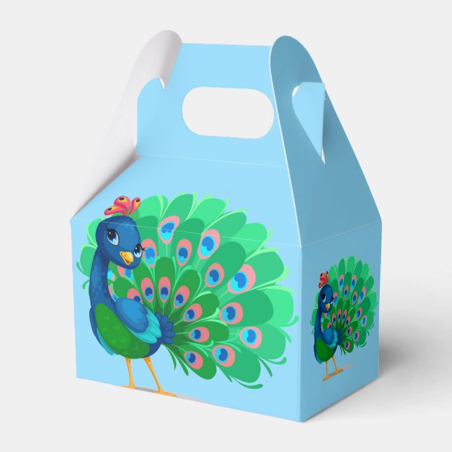 Peacock Party Favour Box (Front Side)