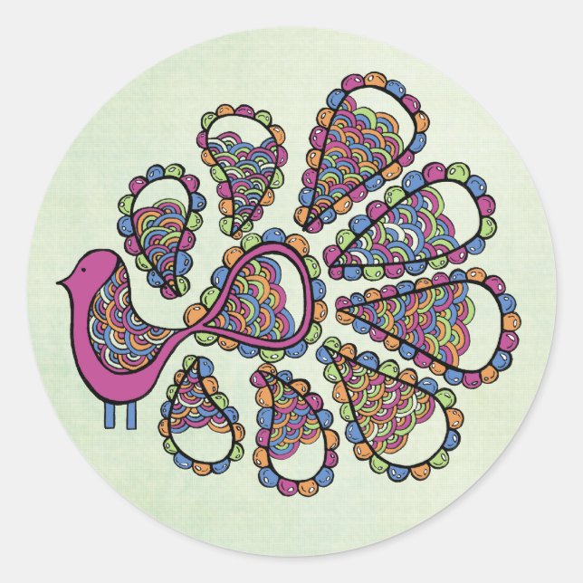 Peacock Party Pink DIY Cupcake Topper Label (Front)