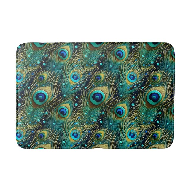 Peacock Passion Throw Pillow Bath Mat (Front)