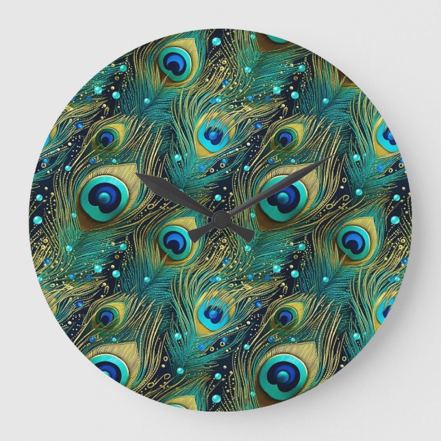 Peacock Passion Throw Pillow Large Clock (Front)