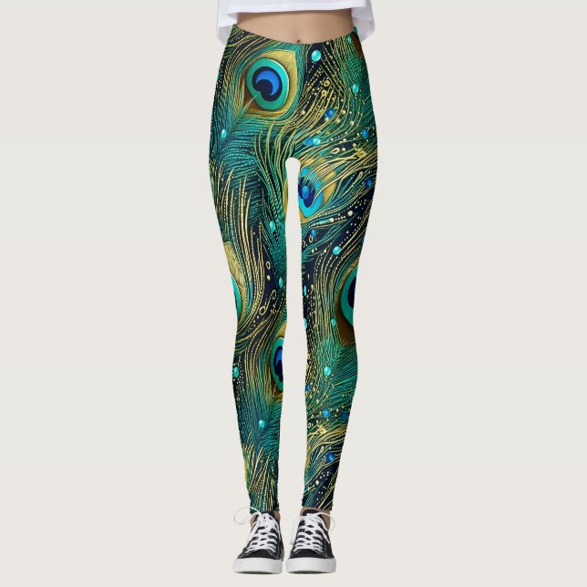Peacock Passion Throw Pillow Leggings (Front)