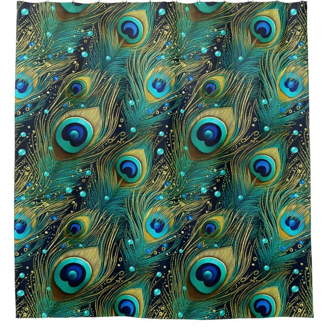 Peacock Passion Throw Pillow Shower Curtain (Front)