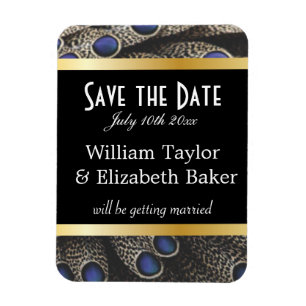 Peacock Pattern and Gold Bands Magnet