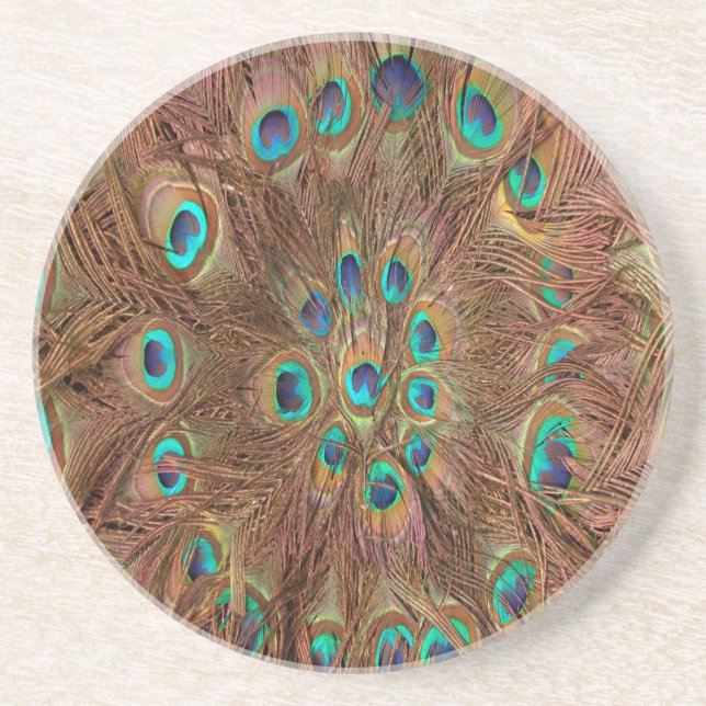 Peacock pattern Background Coaster (Front)