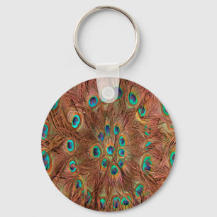 Peacock pattern Background Key Ring